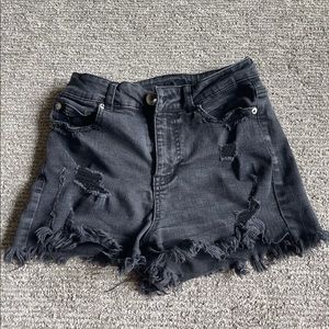 Black ripped Jean Shorts